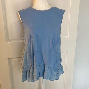 Pilcro Light Blue Ruffle Hem Tank Top